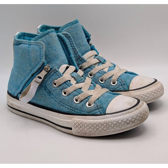 Converse Chuck Taylor Hi Tops Size Junior 11 Teal White Zip Side Padded Comfort - Picture 1 of 8